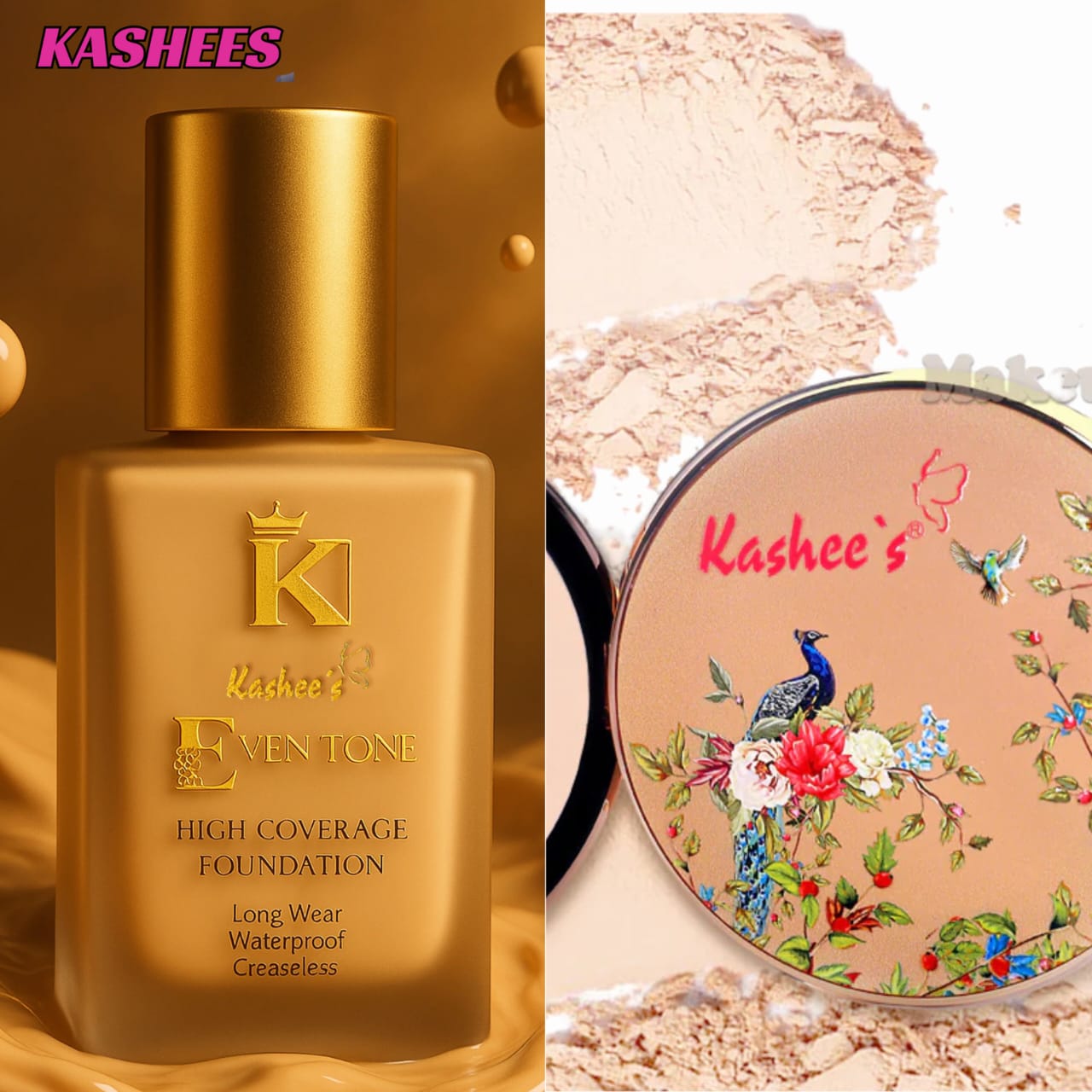 Deal Eventone High Coverage Liquid Foundation With Silk Skin Compact Powder
